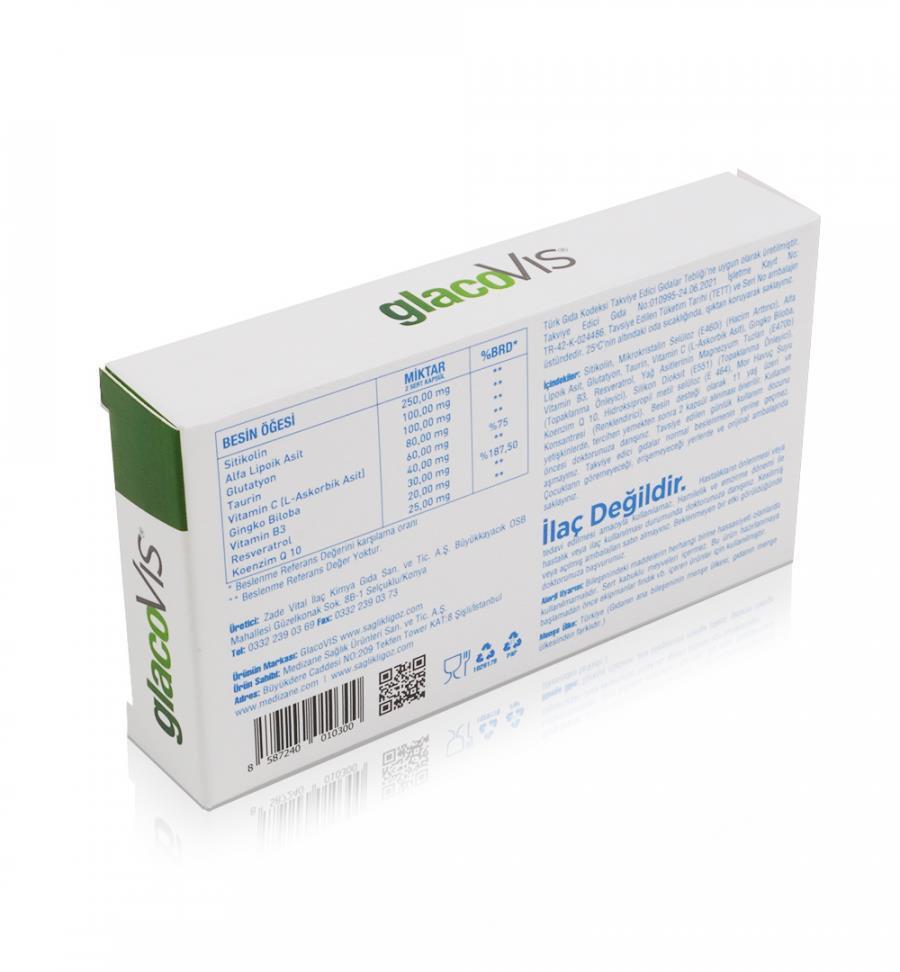 GlacoVis Dietary Supplement for Antioxidant Support and Cognitive Function - 30 Capsules GlacoVis Dietary Supplement for Cognitive Function & Antioxidant Support dietary supplement, antioxidant support, nutritional supplement, cognitive function, anti-aging benefits, health and wellness, vitamin C, citicolin, alfa lipoic acid, gingko biloba, glutathione, brain health, immune system support, energy production, memory improvement