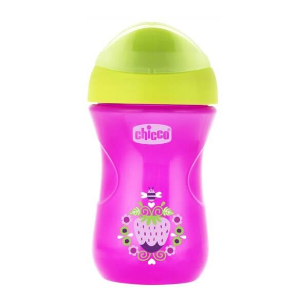 Chicco Baby Training Cup 12m+ - Pink Floral, 266ml, Easy Transition to Regular Cups for Toddlers - Baby Care