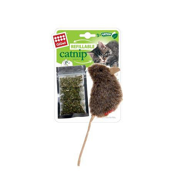 Gigwi Catnip Refillable Mouse Toy for Active Play