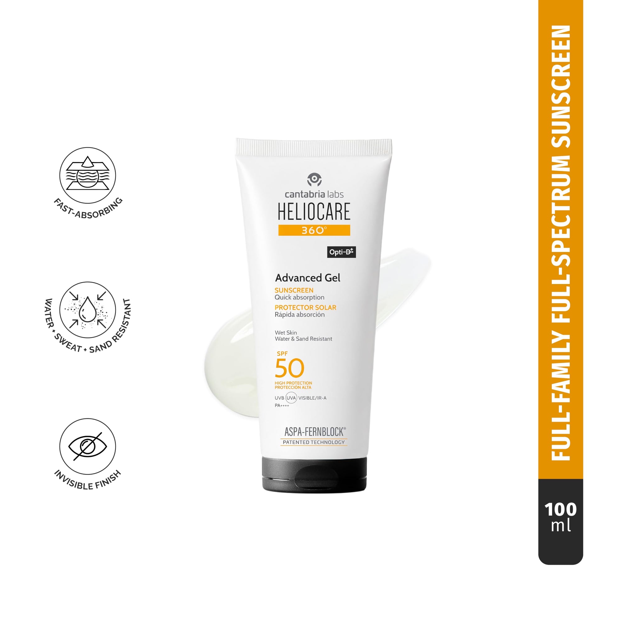 Heliocare Advanced Gel Spf 50 Sunscreen Gel - SPF 50 Protection for Sensitive Skin - 1.69 fl oz