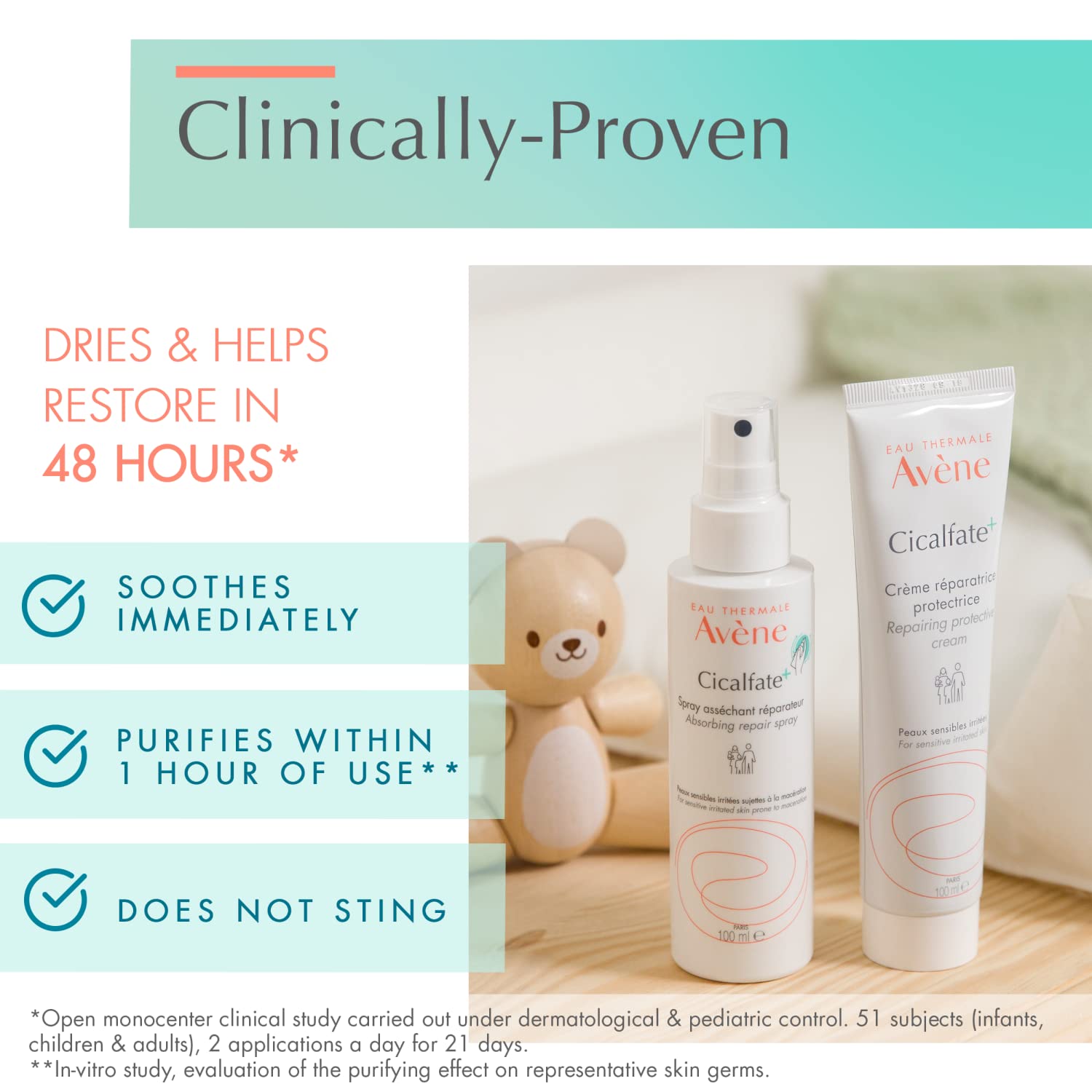 Avene Cicalfate+ Absorbing Soothing Spray for Sensitive Skin - 3.38 fl oz, Dermatologically Tested