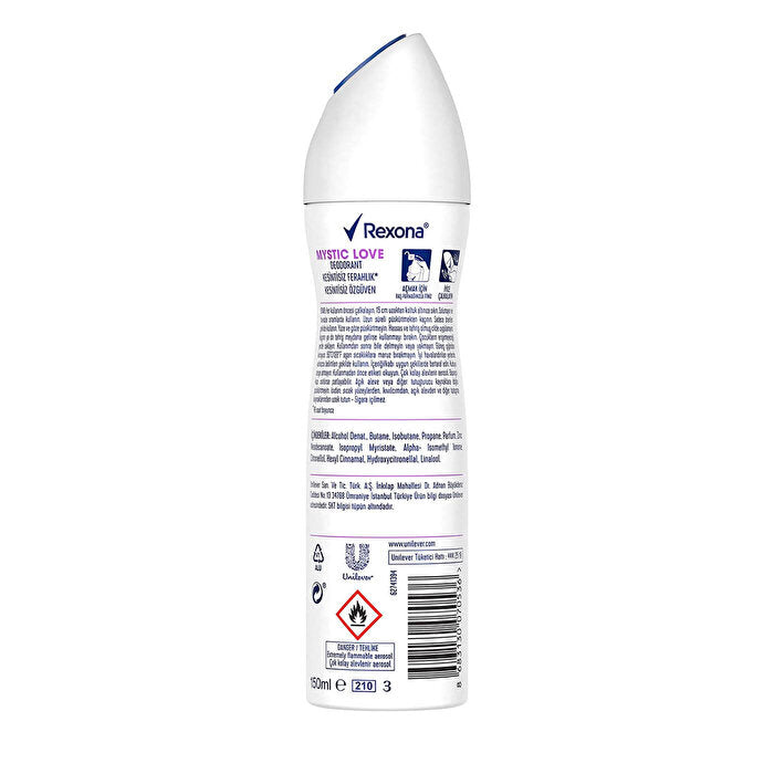 Rexona Women's Spray Deodorant 0% Aluminum - Mystic Love 150ml | Long-Lasting Protection