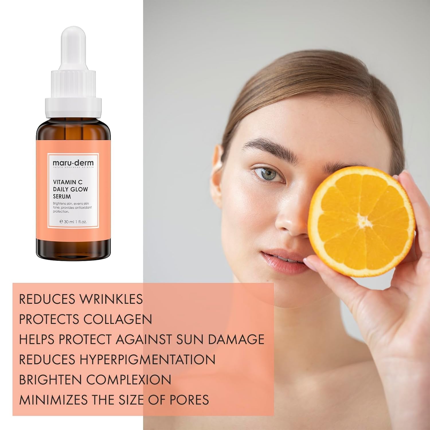 Maruderm Vitamin C and Peptide Serum: Brighten, Hydrate & Rejuvenate - Paraben & Fragrance Free, Anti-Aging Skin Brightening Treatment - image 6