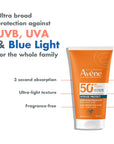 Avene Intense Protect SPF50+ Sunscreen for Babies, Children, and Adults - Gentle, High Protection Sun Care