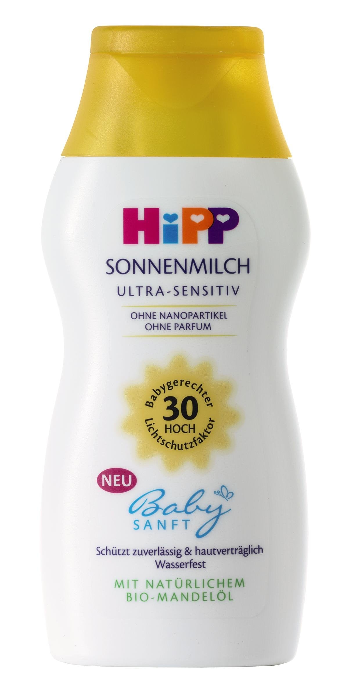 Hipp Babysanft Baby Sunscreen Lotion SPF 30 - Fragrance-Free, Hypoallergenic &amp; Waterproof Protection for Sensitive Skin