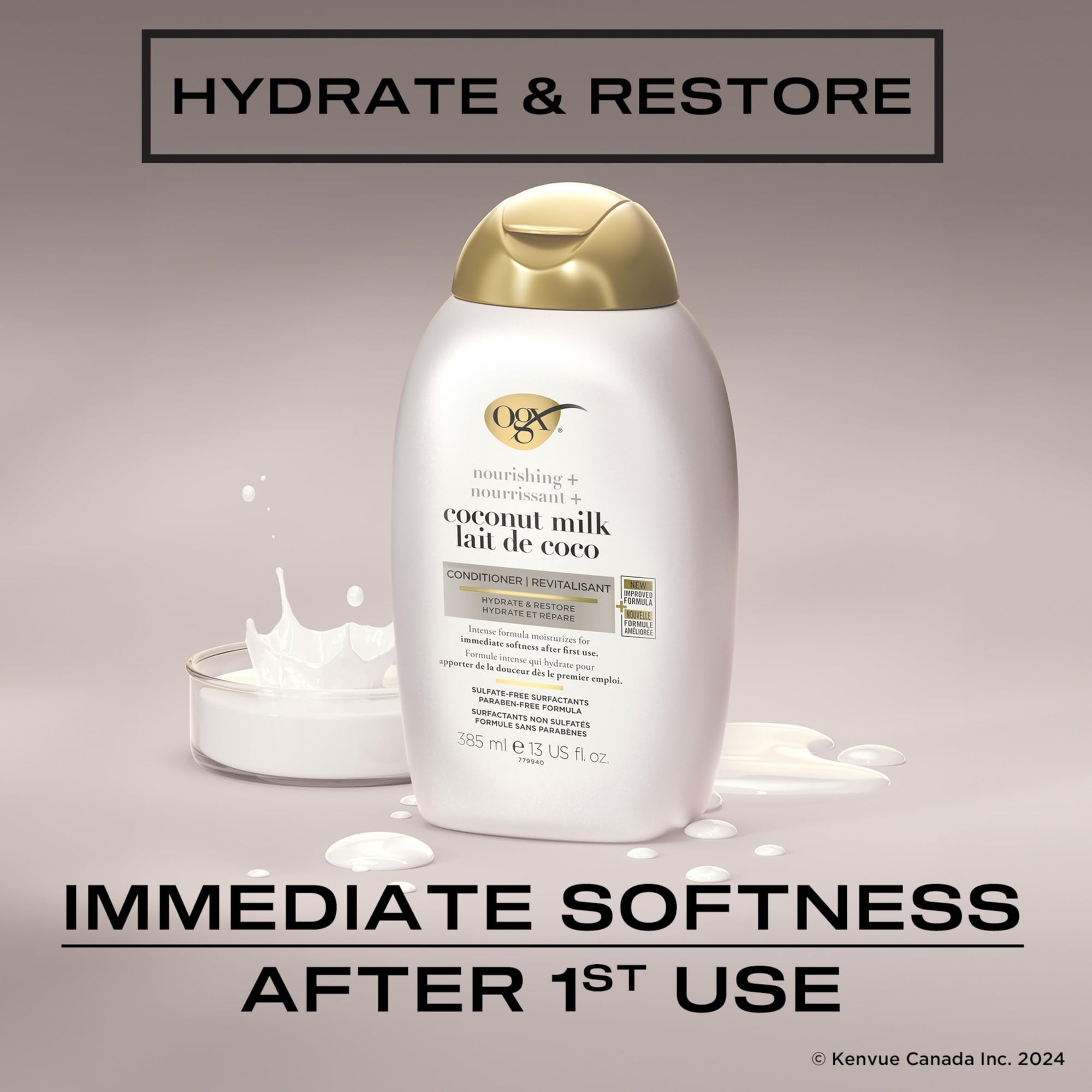 OGX Detoxifying Charcoal Hair Conditioner 385ml - Sulfate-Free, Activated Charcoal &amp; Kaolin Clay Formula