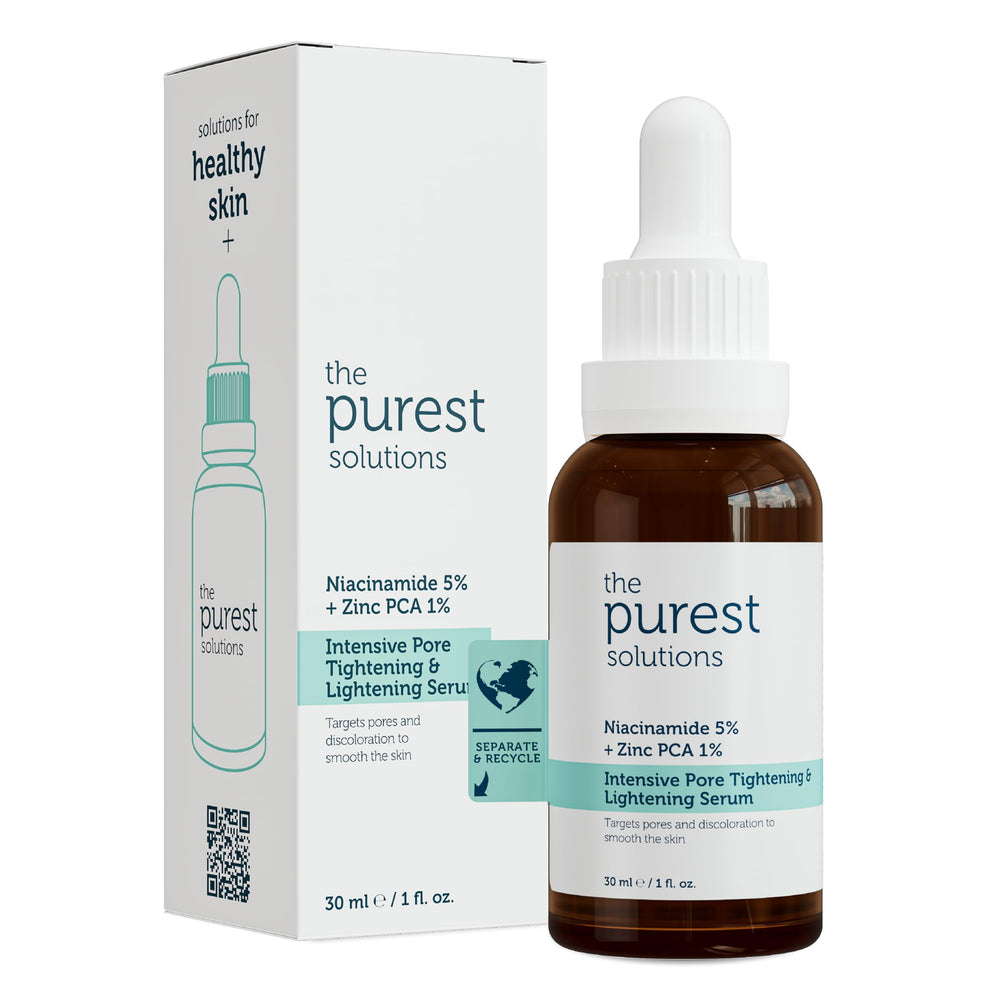 The Purest Solutions Skincare Set - Exfoliating, Pore Tightening & Brightening Serum with AHA, BHA, Niacinamide & Hyalur