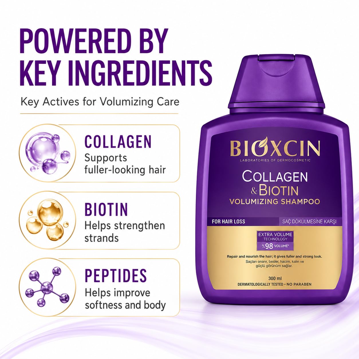 Bioxcin Collagen &amp; Biotin Shampoo - Volume Booster | 300 ml