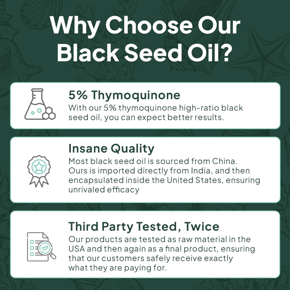Ocean Black Seed Oil Supplement - 1000mg Çörek Otu Yağı Capsules, 60 Count (1+1 Free) - Natural Health Support