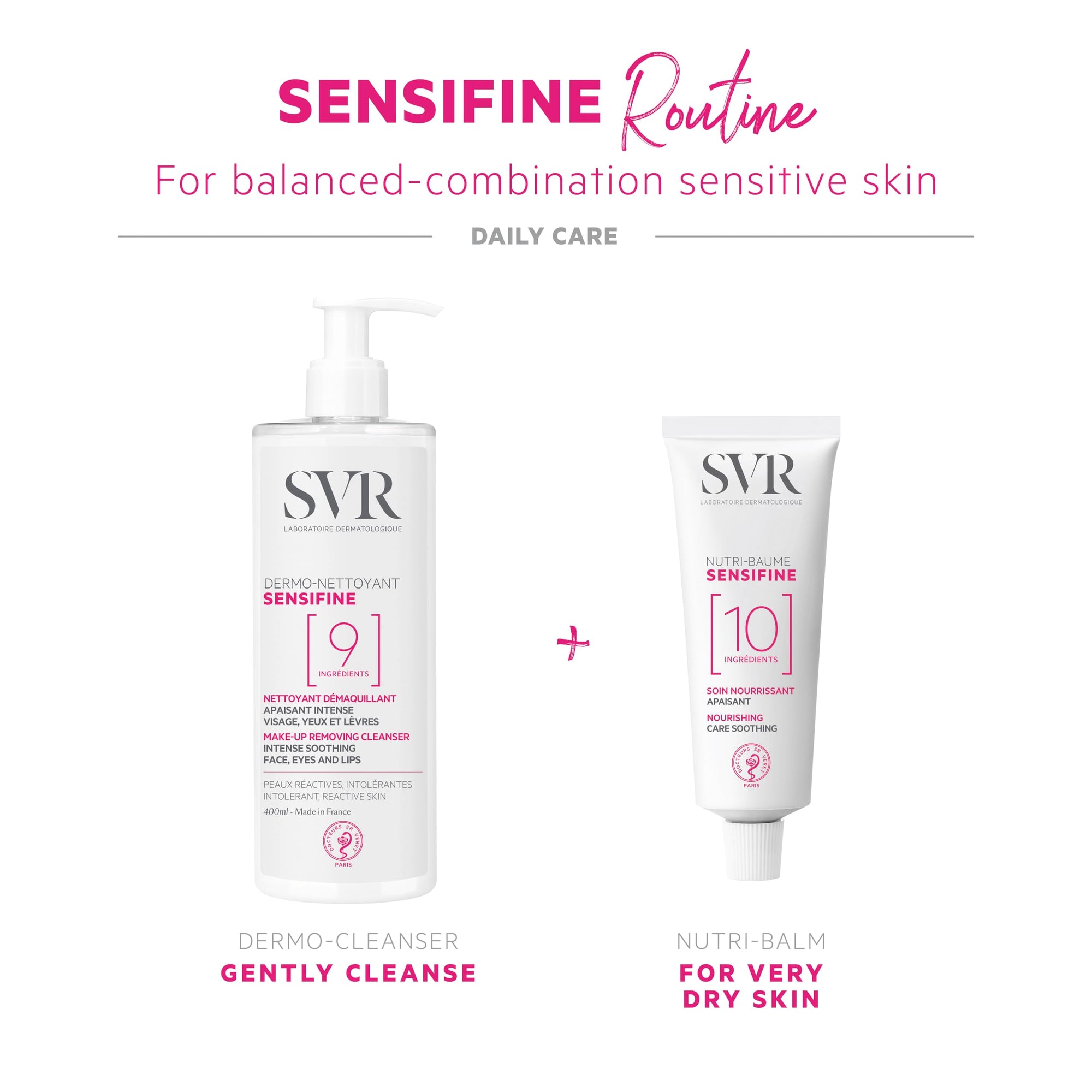 SVR Sensifine Dermo Nettoyant Facial Cleanser &amp; Makeup Remover - Gentle, Dermatologically Tested, 400ml