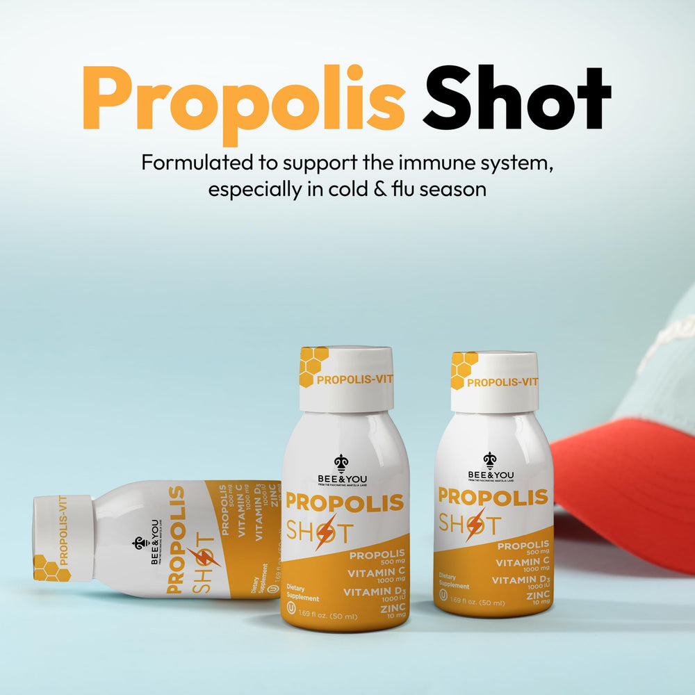 BEE & YOU Propolis D3 + Zinc C Vitamin Shots - 50 ml x 12 Pack
