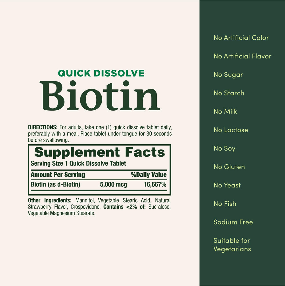 Nature's Bounty Biotin 2500 mcg 60 Tablet