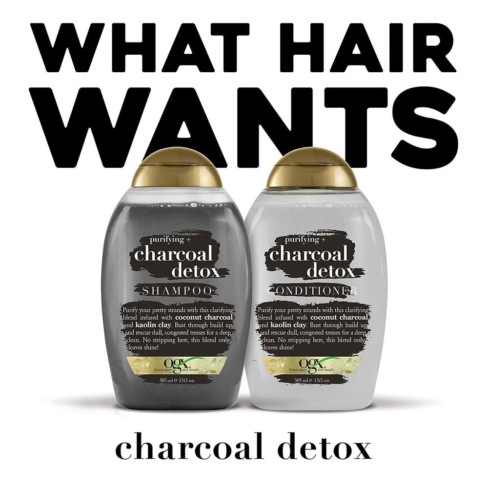 OGX Charcoal Detox Shampoo 385ml - Deep Cleansing for Hair and Scalp Health