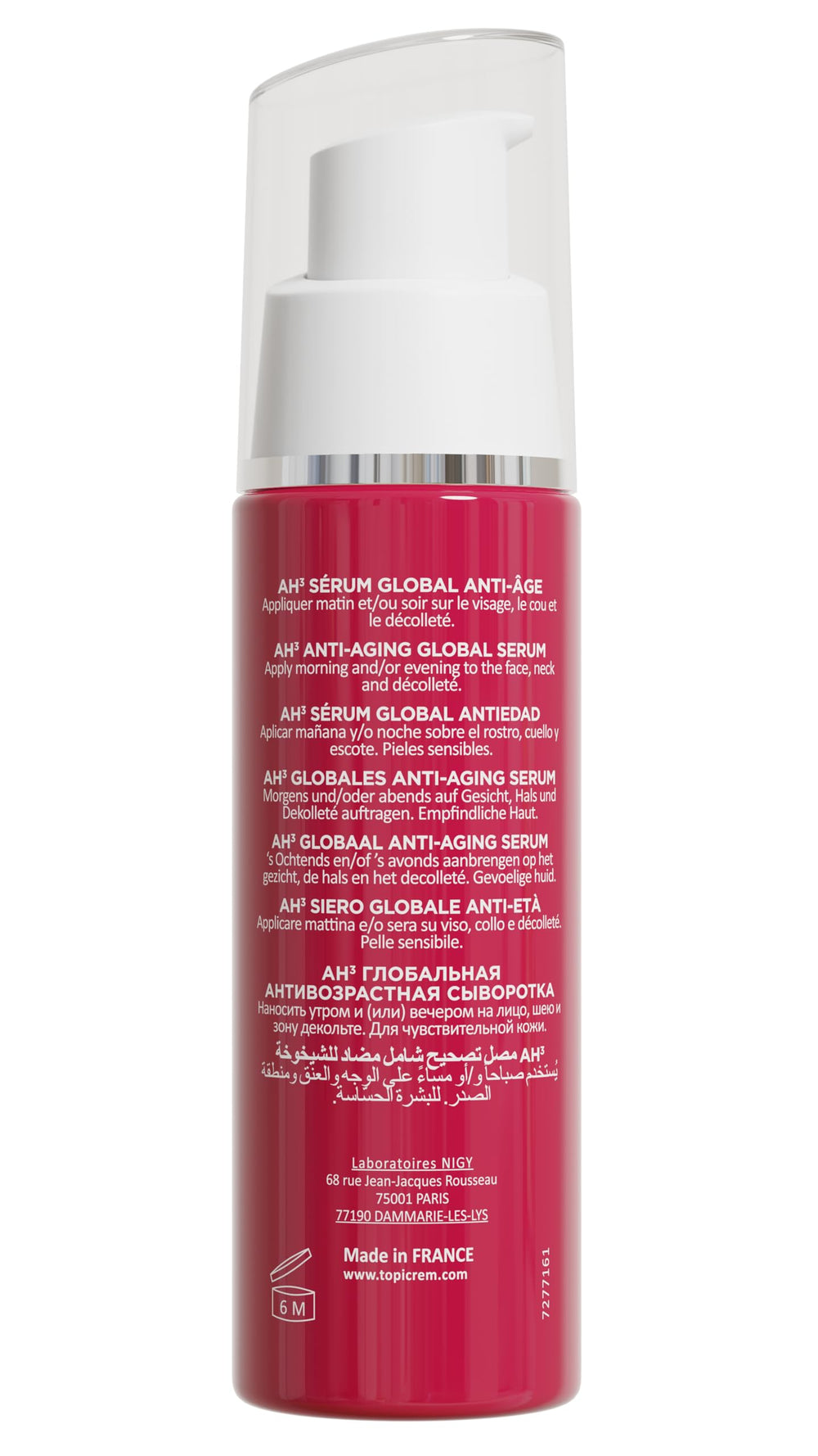 Topicrem Anti-Aging Serum AH3 Global - Hydrating, Anti-Wrinkle, Brightening Serum for Aging Skin with Hyaluronic Acid, V
