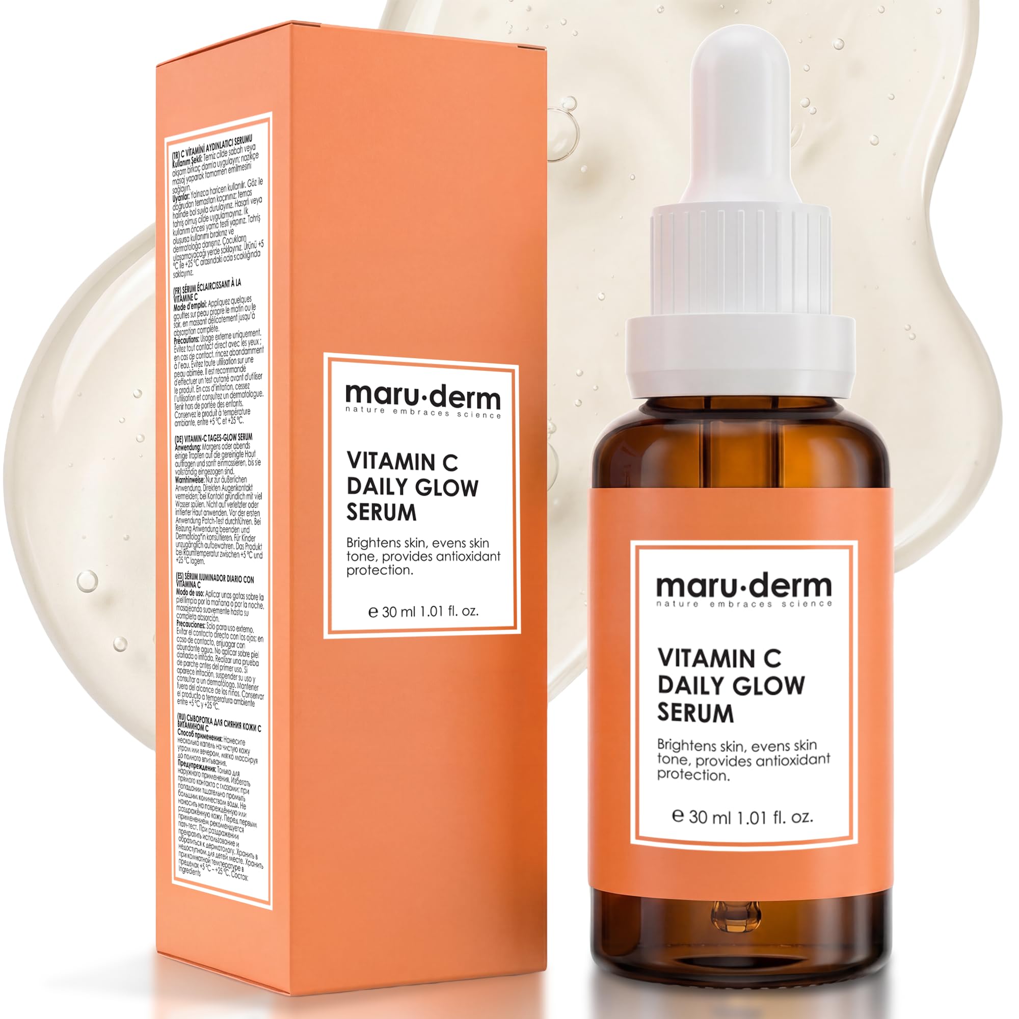 Maruderm Vitamin C and Peptide Serum: Brighten, Hydrate & Rejuvenate - Paraben & Fragrance Free, Anti-Aging Skin Brightening Treatment - image 4