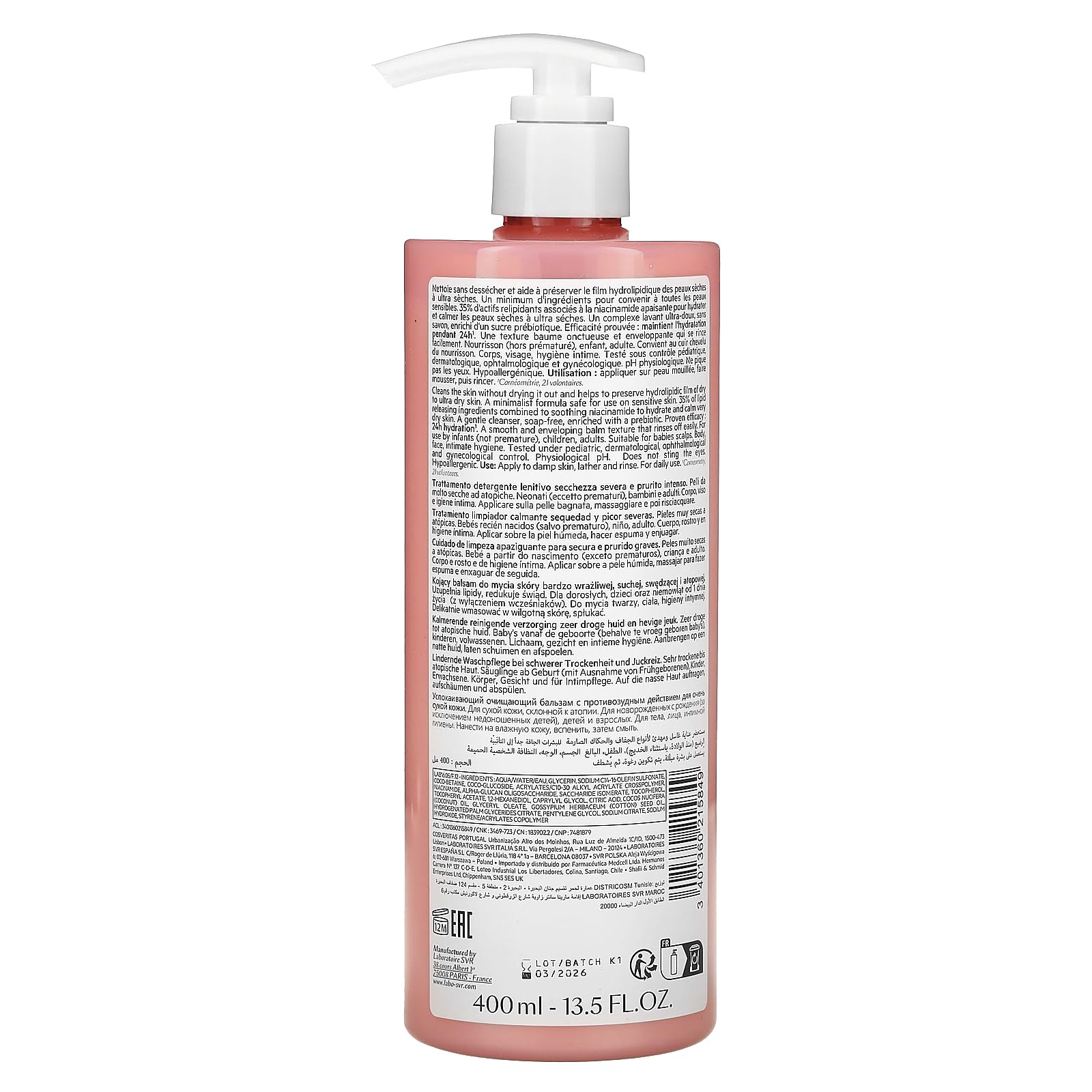 SVR Topialyse Gel Lavant - Gentle, Hypoallergenic Face Cleansing Gel for Sensitive &amp; Dry Skin - Paraben-Free, Omega 3, 6
