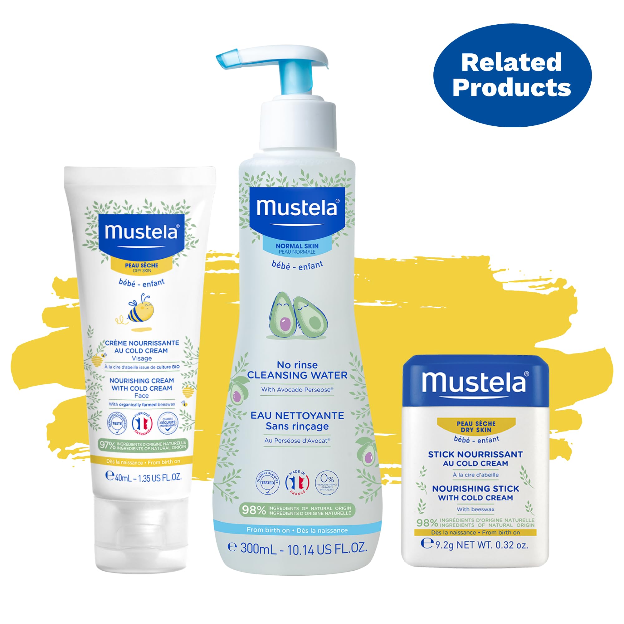 Mustela Gentle Soap with Cold Cream for Sensitive Skin - Moisturizing &amp; Gentle Cleansing
