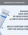 Uriage Bariederm Cica Cream - Soothing Moisturizing Cream for Sensitive Skin, Hypoallergenic & Fragrance-Free