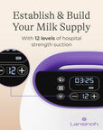 Lansinoh Compact Single Electric Breast Pump - Portable, Adjustable Vacuum, Rechargeable