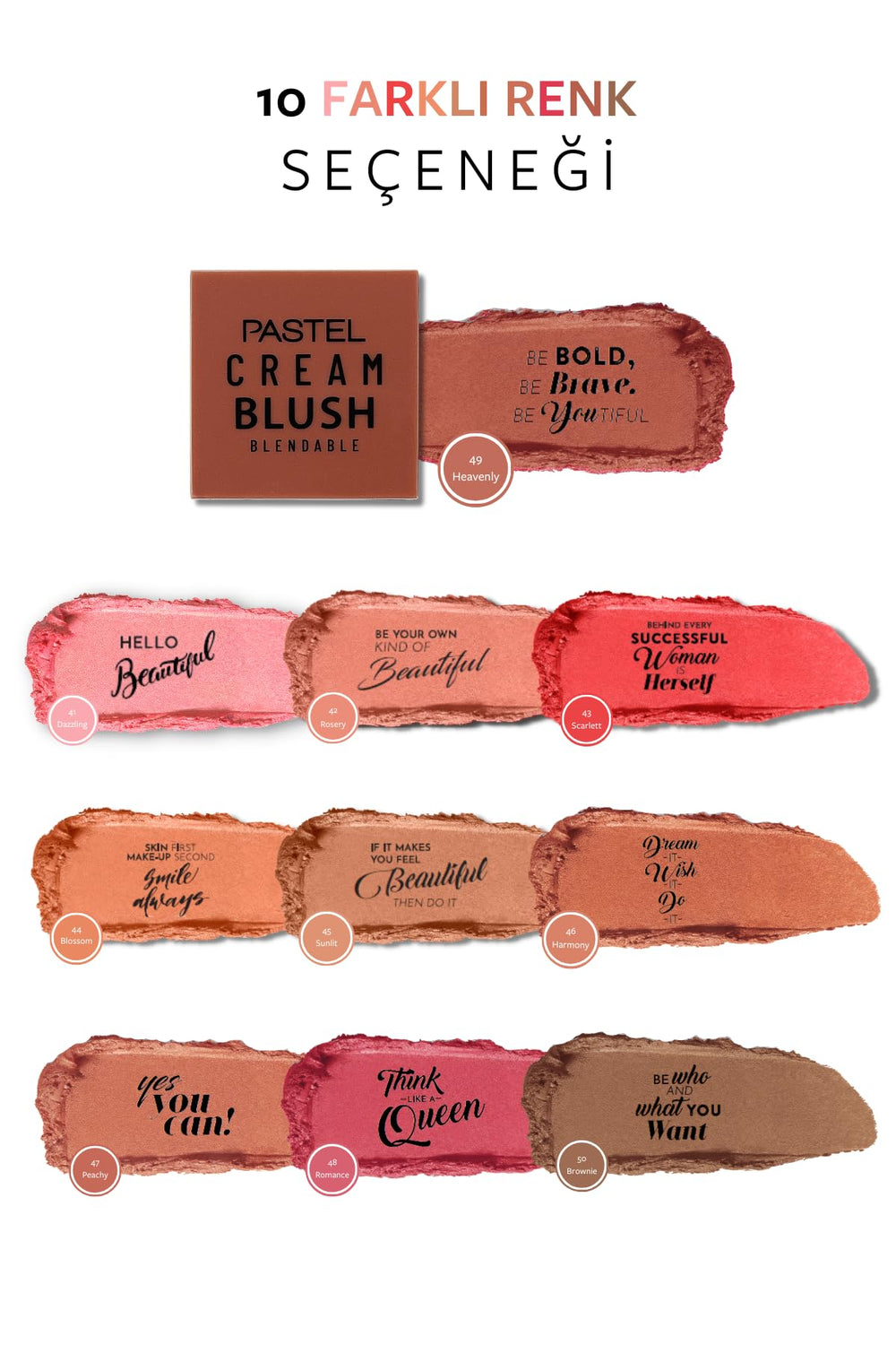 Pastel Creamblush Blendable 3.6g No:49 Heavenly - Cruelty-Free, Dermatologically Approved Cream Blush for Natural Makeup