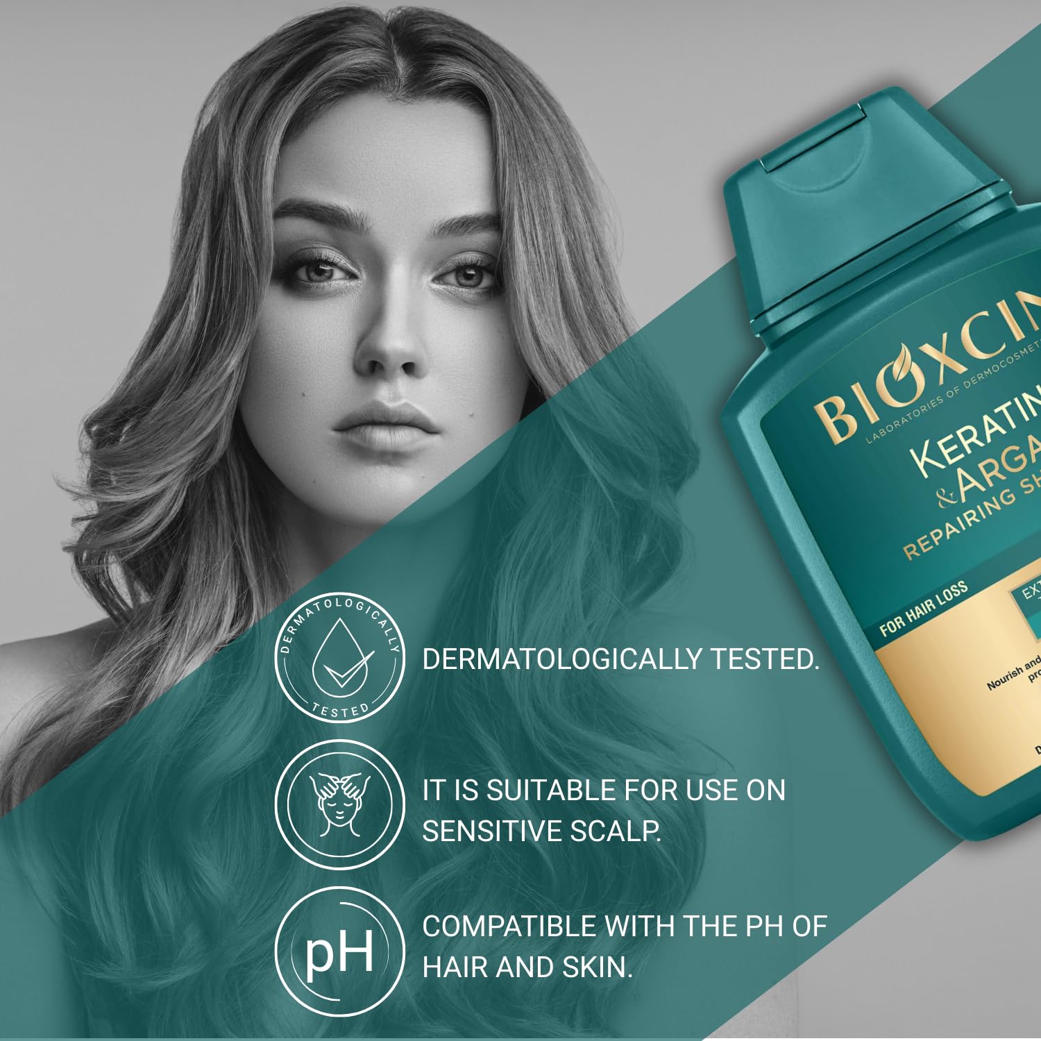 Bioxcin Keratin &amp; Argan Repair Shampoo - Nourishes &amp; Repairs Damaged Hair, 300ml