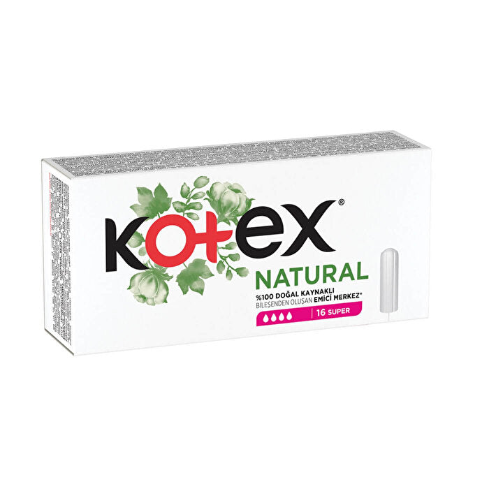 Kotex Natural Super Tampons 16 Count - Biodegradable | Organic - Hygiene Products