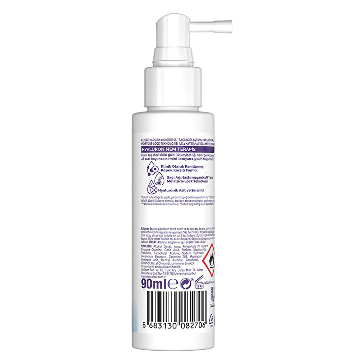Clear Women Hyaluron Nem Terapisi Serum - 48 Hour Hydrating Anti-Dandruff Hair Serum for Dry Scalp Clear Women Hyaluron Nem Terapisi Serum - Hydrating Anti-Dandruff Hair Serum Hyaluronic hair serum, anti-dandruff hair care, moisturizing hair serum, dry scalp treatment, hair hydration, hyaluronic acid, ceramide, moisture-lock technology, leave-in treatment, hair care, scalp care, dandruff relief, dry scalp relief, hair nourishment