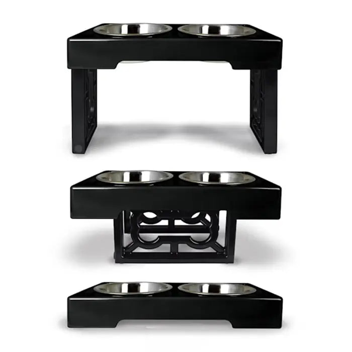 Pet Zone OurPets Barking Bistro Adjustable Height Pet Bowl Set 2 x 1.75 L