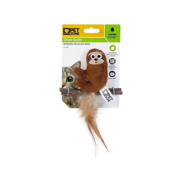 Pet Zone Sloth Catnip and Silvervine Stick Cat Toy 1 pc
