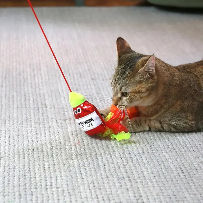 Mad Cat Nom Nom Catnip and Silvervine Teaser Wand Toy