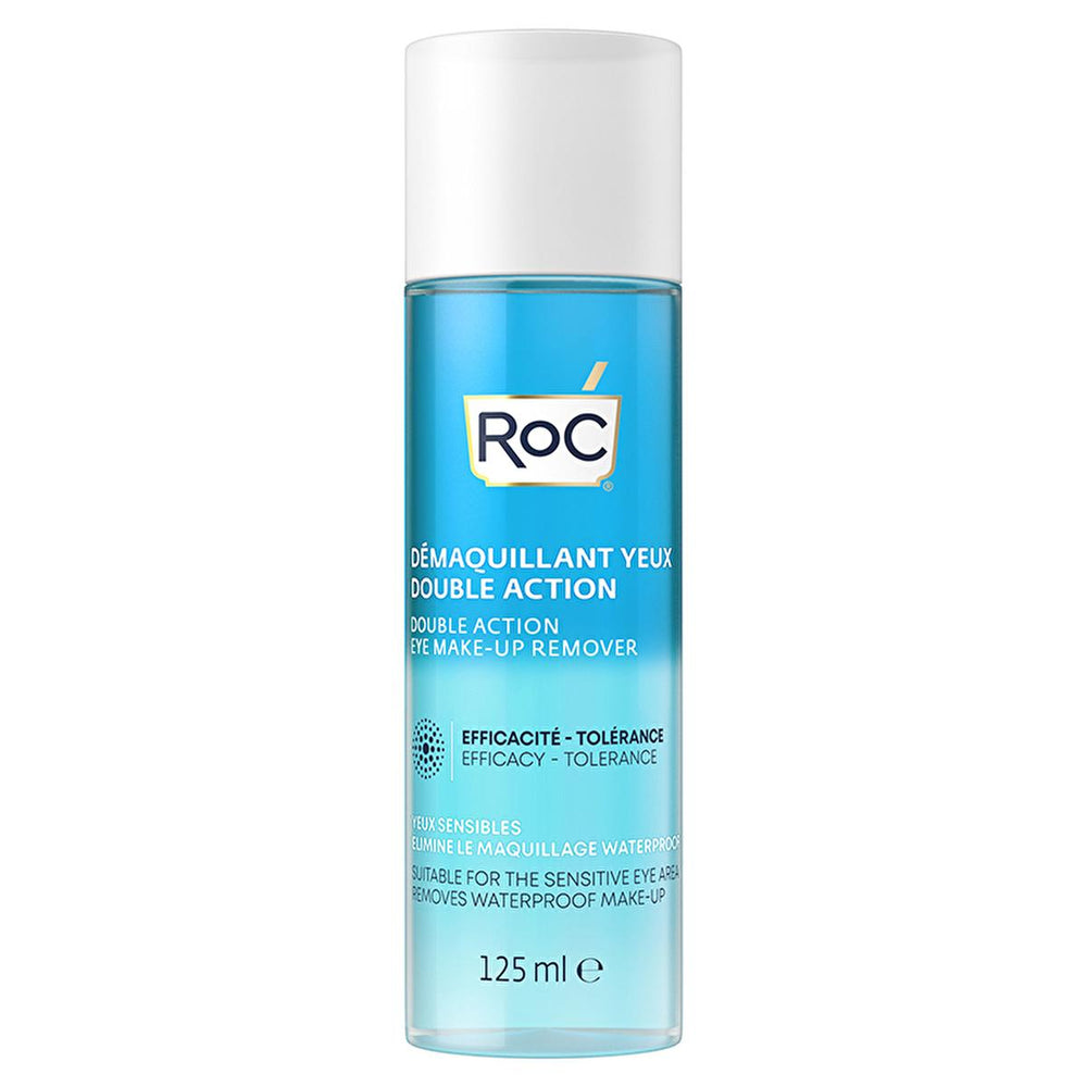 RoC Dual Action Eye Makeup Remover - Waterproof, Gentle, Hydrating Formula - Dissolves Stubborn Mascara, Oil & Glycerin Enriched, 4.23 fl oz RoC Eye Makeup Remover - Waterproof & Gentle | Shop Now eye makeup remover, waterproof makeup remover, dual phase makeup remover, gentle eye makeup remover, hydrating eye makeup remover, makeup remover for sensitive eyes, waterproof mascara remover, oil-based makeup remover, glycerin eye makeup remover, eye makeup, makeup removal, sensitive skin, hydration, skincare, b