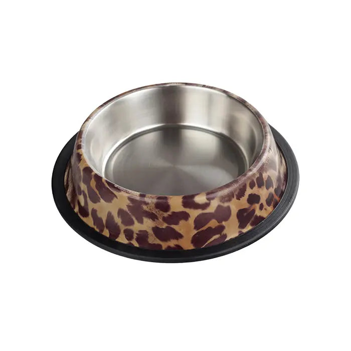 Oripet Leopard Print Steel Pet Food Bowl 24 oz
