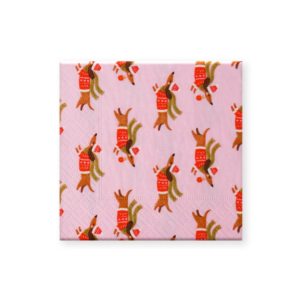 Alouette Holiday Badger Dog Paper Napkins 20-Count