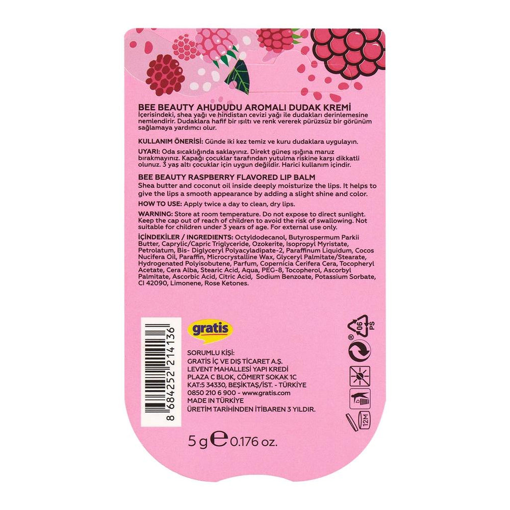 Bee Beauty Raspberry Lip Balm for Dry Lips 5g