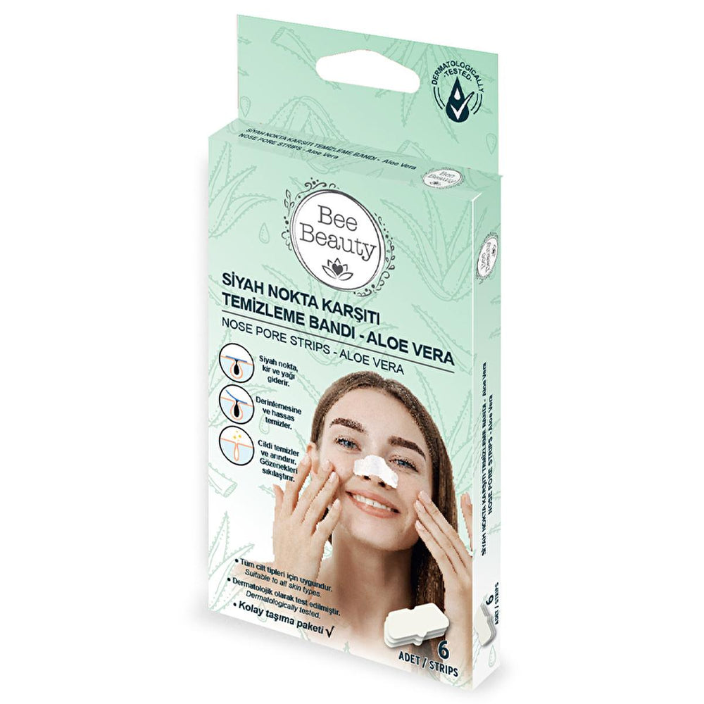 Bee Beauty Aloe Vera Blackhead Removal Strips 6-Pack - Soothe & Clarify Skin, Dermatologically Tested Bee Beauty Aloe Vera Blackhead Removal Strips - Clear Skin Blackhead removal strips, Aloe Vera skincare, Dermatologically tested skincare, Skincare for all skin types, Pore tightening skincare, Clear skin solutions, Skincare routine, Blackhead treatment, Aloe Vera benefits, Skincare products, Beauty essentials