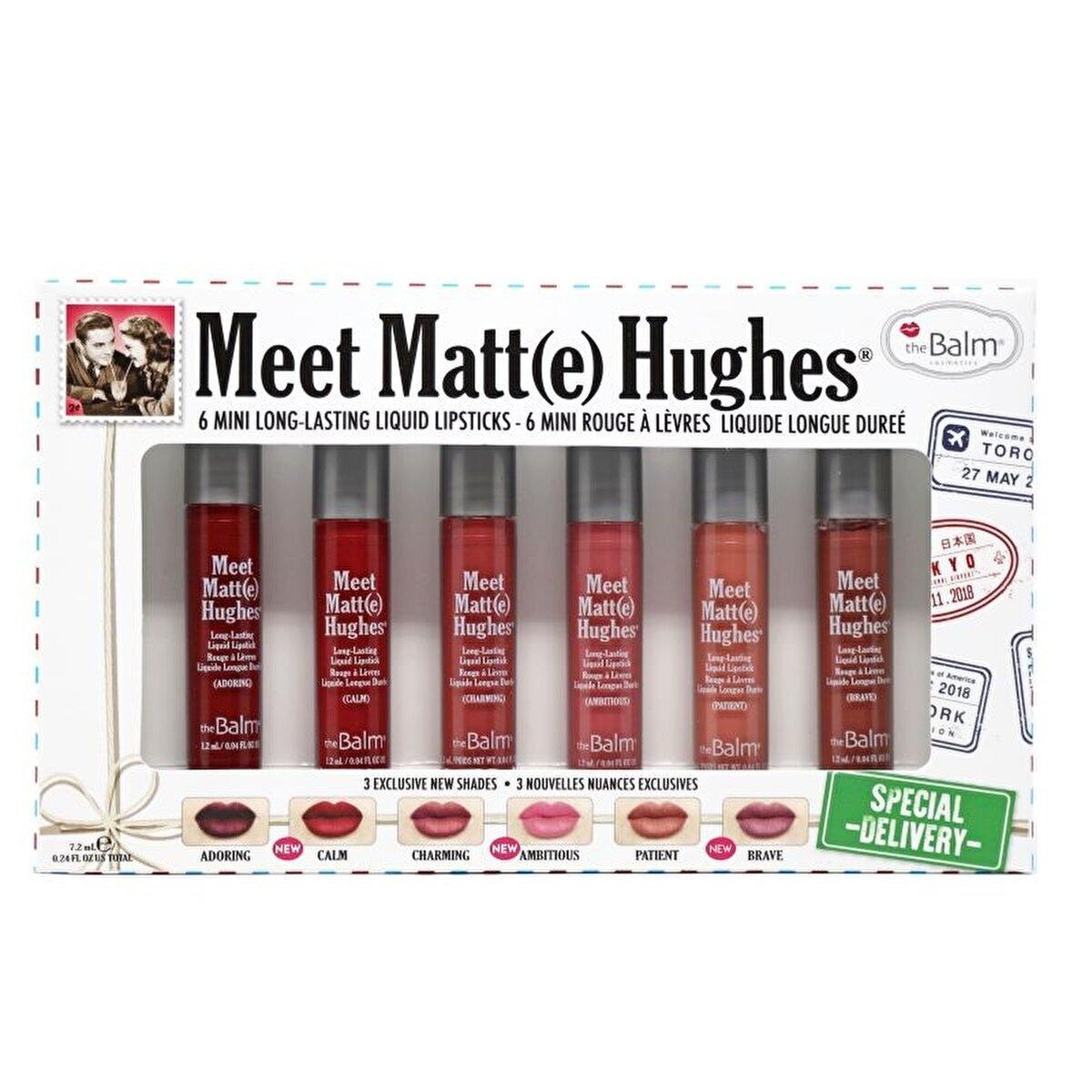 thebalm meet matte hughes 6 piece lipstick set, variety of colors in thebalm lipstick set, thebalm lipstick applicator and mini sizes theBalm Meet Matte Hughes - 6 Piece Nude Liquid Lipstick Set for Makeup Enthusiasts and Teenagers theBalm Meet Matte Hughes Lipstick Set thebalm, liquid-lipstick, makeup-set, nude-lipsticks, teen-makeup, lipstick-gift, makeup-enthusiast, purse-size-lipsticks, long-lasting-lipstick, ai-generated