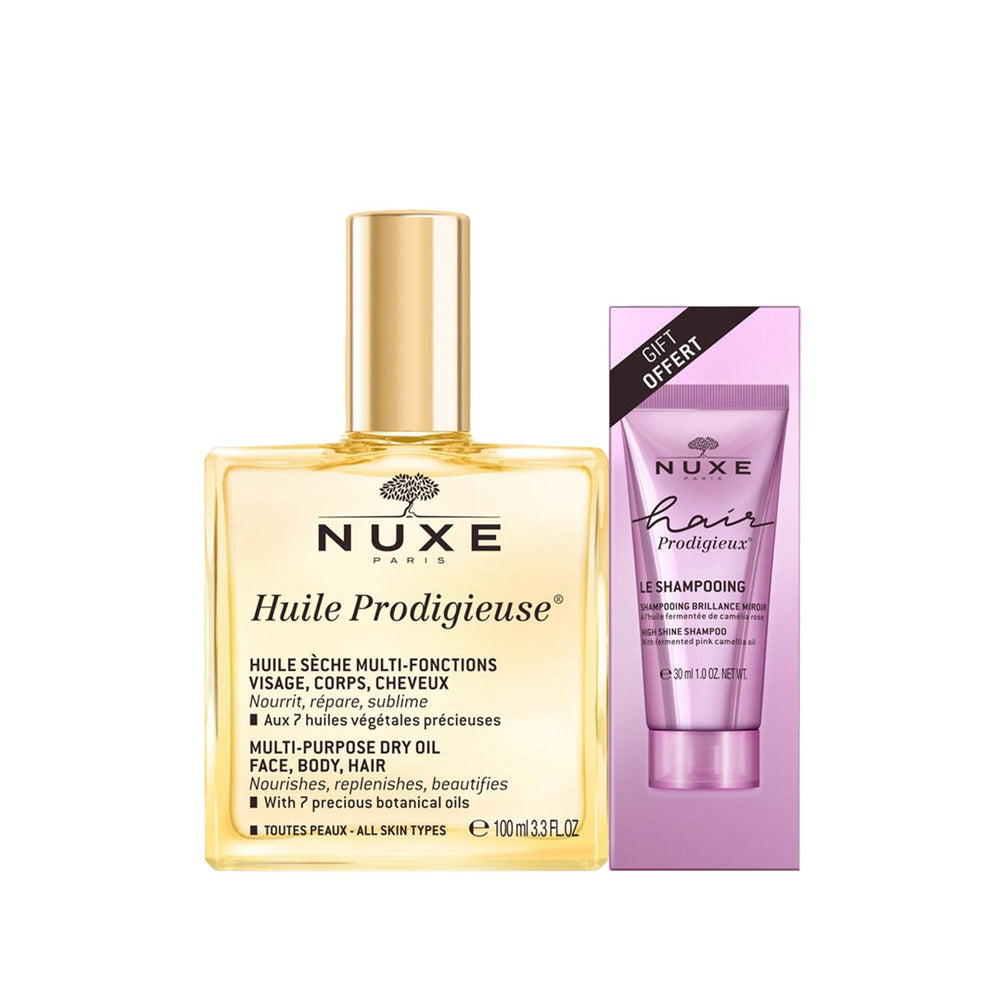 Nuxe Huile Prodigieuse Multi-Purpose Dry Oil Hair Care Gift Set Nuxe Huile Prodigieuse Dry Oil Hair Care Set Nuxe Huile Prodigieuse, Multi-purpose dry oil, Hair care product, Natural hair care, Nuxe gift set, Hair and body care, Moisturizing hair care, Gift sets, Special offers, Cosmetic gift sets