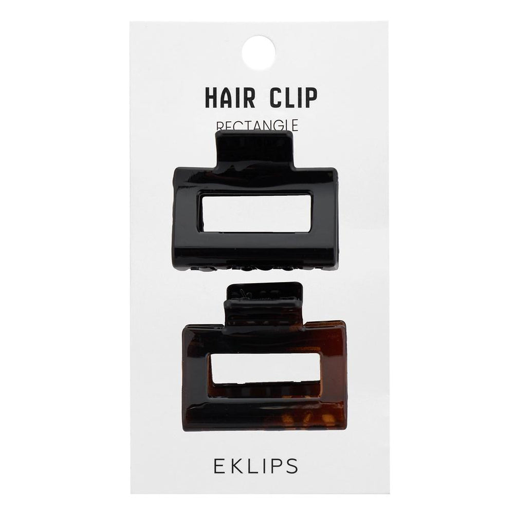 Eklips 2-Piece Small Rectangular Hair Claw Clips - Black & Brown