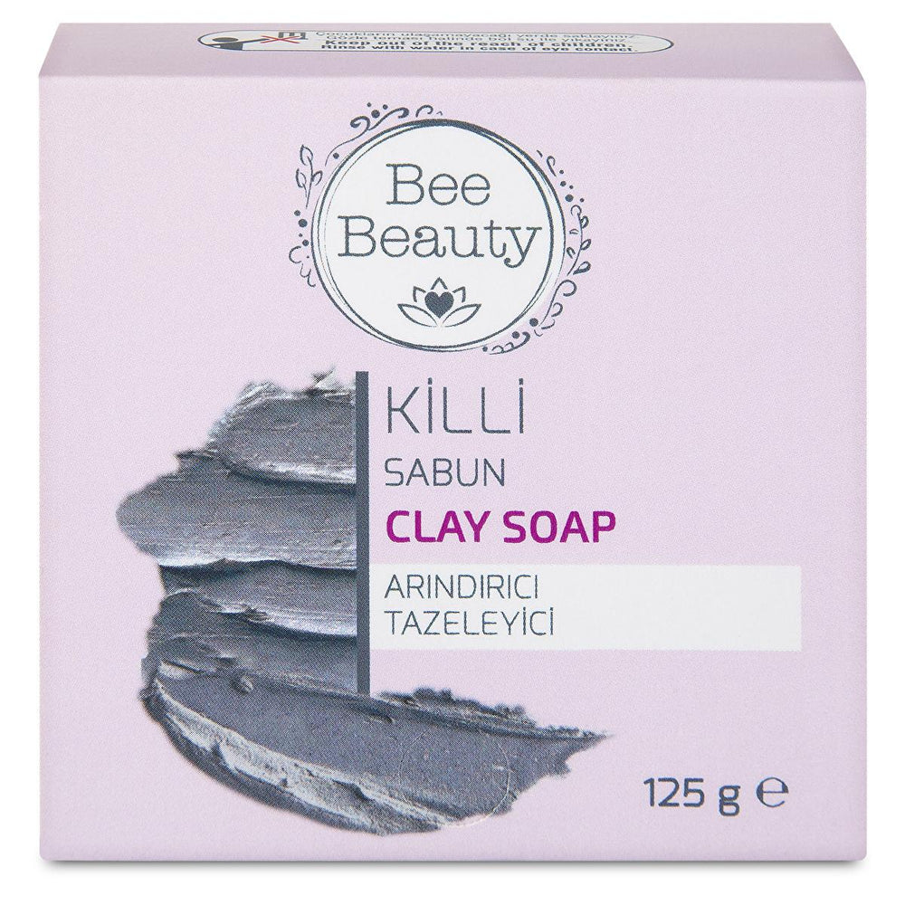 Bee Beauty Natural Clay Soap for Blackhead Removal, Paraben-Free & Caustic Soda-Free, Nourishing Skin Care - 125g - Soap