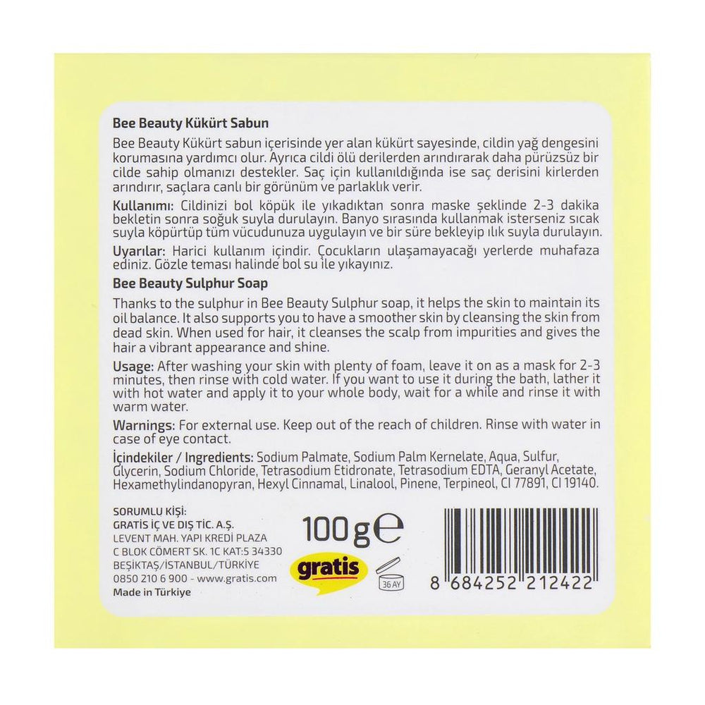 Bee Beauty Sulfur Bar Soap for Oily Skin 100g