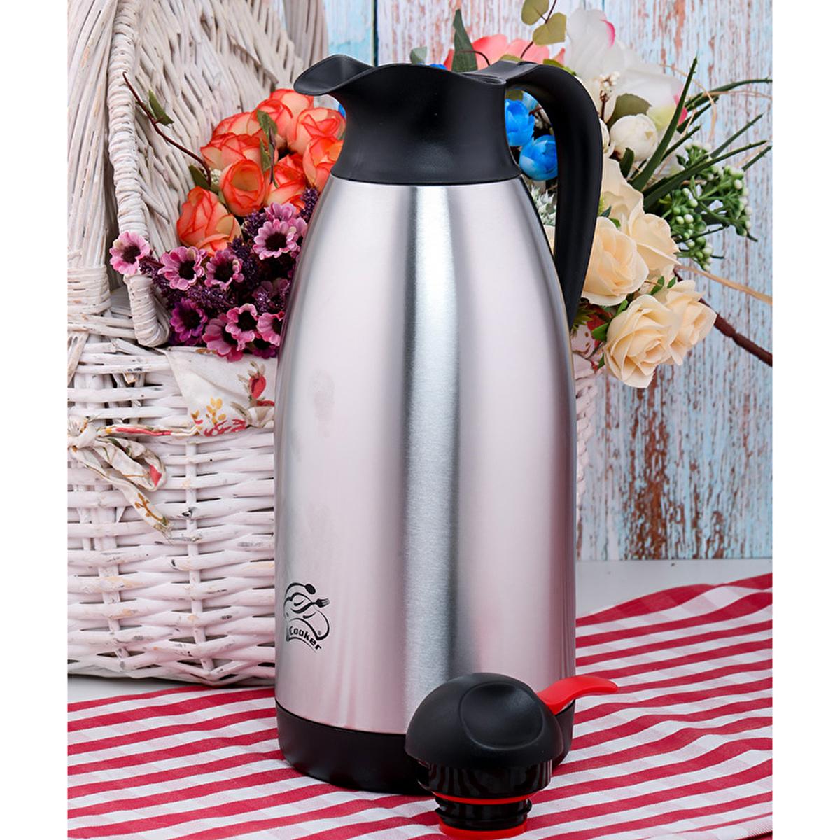 Cooker 2.5 Liter Stainless Steel Thermos: Keeps Drinks Hot or Cold for 24 Hours - Shatterproof, Large Capacity Insulated Beverage Container Cooker Stainless Steel Thermos - 24 Hour Hot &amp; Cold! stainless steel thermos, insulated beverage container, 2.5 liter thermos, hot cold thermos, shatterproof thermos, large capacity thermos, thermos, stainless steel, insulated, beverage container, hot thermos, cold thermos, shatterproof, large capacity, outdoor enthusiasts, durable thermos, long-lasting thermos, ergonom