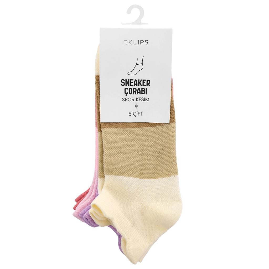 Eklips Multi-Colored Unisex Sneaker Socks Soft 5-Pack