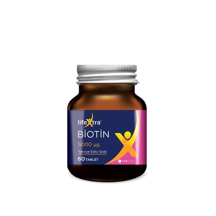 Lifextra Biotin 5000 mcg Supplement - Supports Hair, Skin & Nail Health | 60 Tablets - Vitamin & Supplement