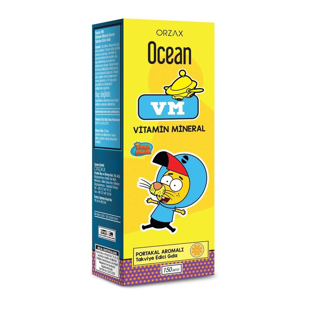 Ocean VM Vitamin Mineral Syrup for Adults and Children - Orange Flavored Dietary Supplement 150ml Ocean VM Vitamin Mineral Syrup - Orange Flavored Multivitamin Vitamin and mineral syrup, Dietary supplement, Multivitamin for adults and children, Orange flavored vitamin supplement, Glucose and fructose-free supplement, Health supplement, Nutritional deficiency support, Immune system support, Energy booster, Health and wellness products
