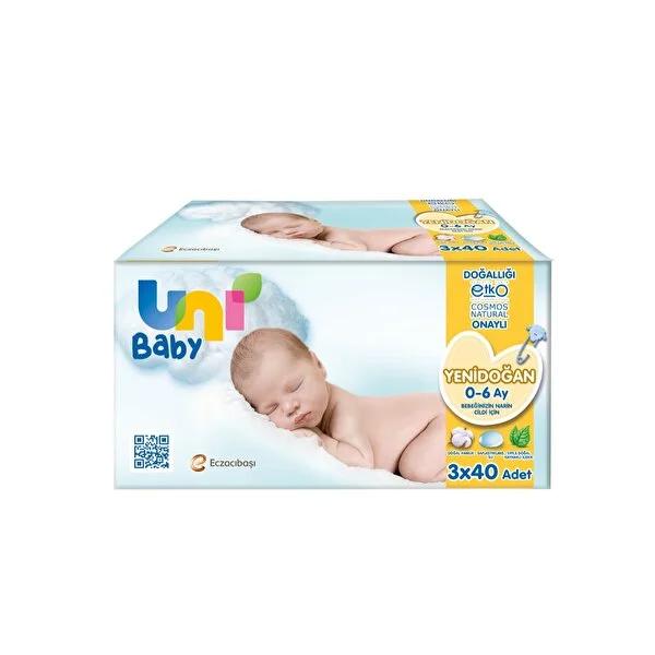 Uni Baby Wet Wipes for Newborns - 3 Packs of 40 Wipes, Gentle, Hypoallergenic, Natural Baby Care - image 3