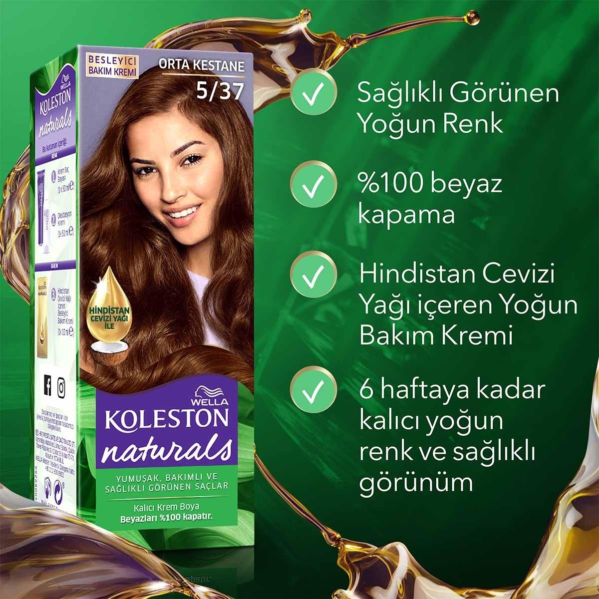 Wella Koleston Naturals Medium Chestnut 5/37 Hair Dye: Long Lasting Color & Gray Coverage with Nourishing Coconut Oil Wella Medium Brown Hair Dye: Gray Coverage & Coconut Oil hair dye, hair color, gray coverage hair dye, coconut oil hair dye, permanent hair color, medium brown hair dye, at home hair color, hair coloring kit, hair coloring, hair color cream, long lasting hair dye, natural hair dye, hair dye for women, hair dye for men, coconut oil, hair care, beauty, personal care, hair treatment, gray hair 
