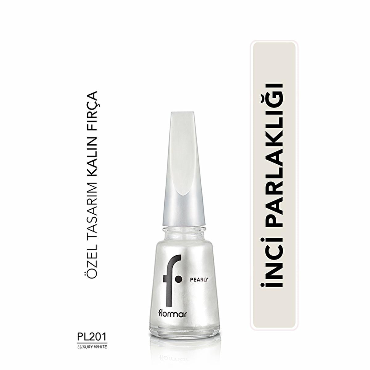 Flormar Pearly Luxury White Nail Polish: Intense Pigment, Shimmer Finish, Long Lasting - Dazzling White Nail Color Flormar Pearly White Nail Polish: Long-Lasting, Shimmer Finish Nail Polish, Pearly Nail Polish, Shimmer Nail Polish, Long Lasting Nail Polish, Flormar Nail Polish, Luxury White Nail Polish, Pigmented Nail Polish, Sedefli Oje, Bright Nail Polish, nail color, manicure, pearl effect, white nail polish, shimmering nails, elegant nails, long-wear polish, chip resistant, crack resistant, peel resista