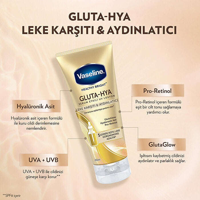 Vaseline Gluta-Hya Serum Body Lotion 200ml - Brightening Formula | Moisturizing