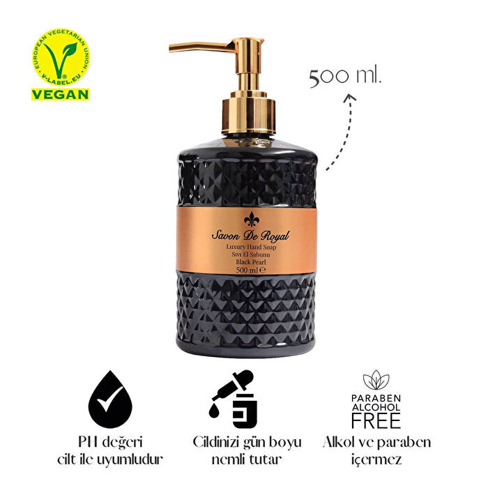 Savon De Royal Black Pearl Liquid Hand Soap - Liquid Hand Wash - Hand Soap
