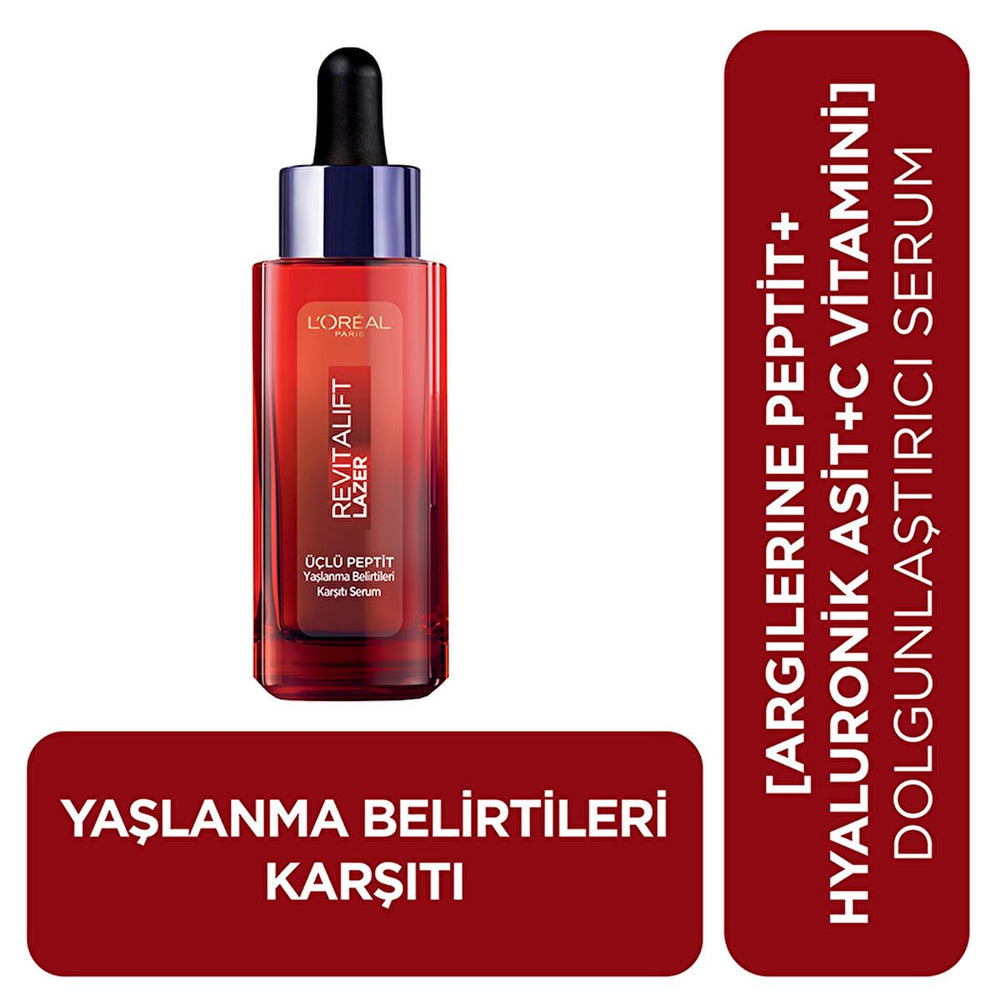 L'Oreal Paris Revitalift Triple Power Anti-Aging Serum: Peptide Complex, Hyaluronic Acid & Vitamin C for Wrinkle Reduction, Skin Firming & Radiant Tone L'Oreal Revitalift: Anti-Aging Serum - Wrinkle, Firm, Radiance anti-aging serum, wrinkle reduction, skin firming serum, hyaluronic acid serum, vitamin C serum, peptide serum, Loreal Revitalift, anti-aging skin care, uneven skin tone treatment, skin elasticity, facial serum, anti-wrinkle, skin rejuvenation, youthful skin, radiant skin, moisturizing serum, ski